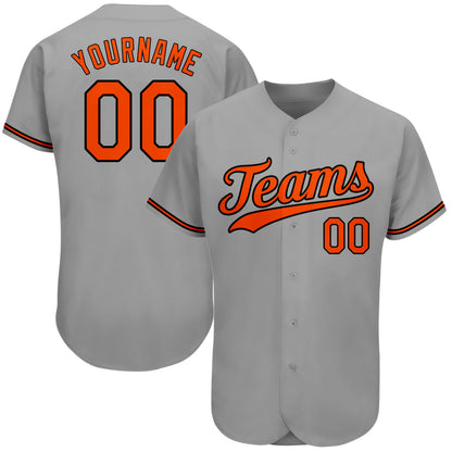 Custom Gray Orange-Black Authentic Baseball Jersey - Sky-Custom