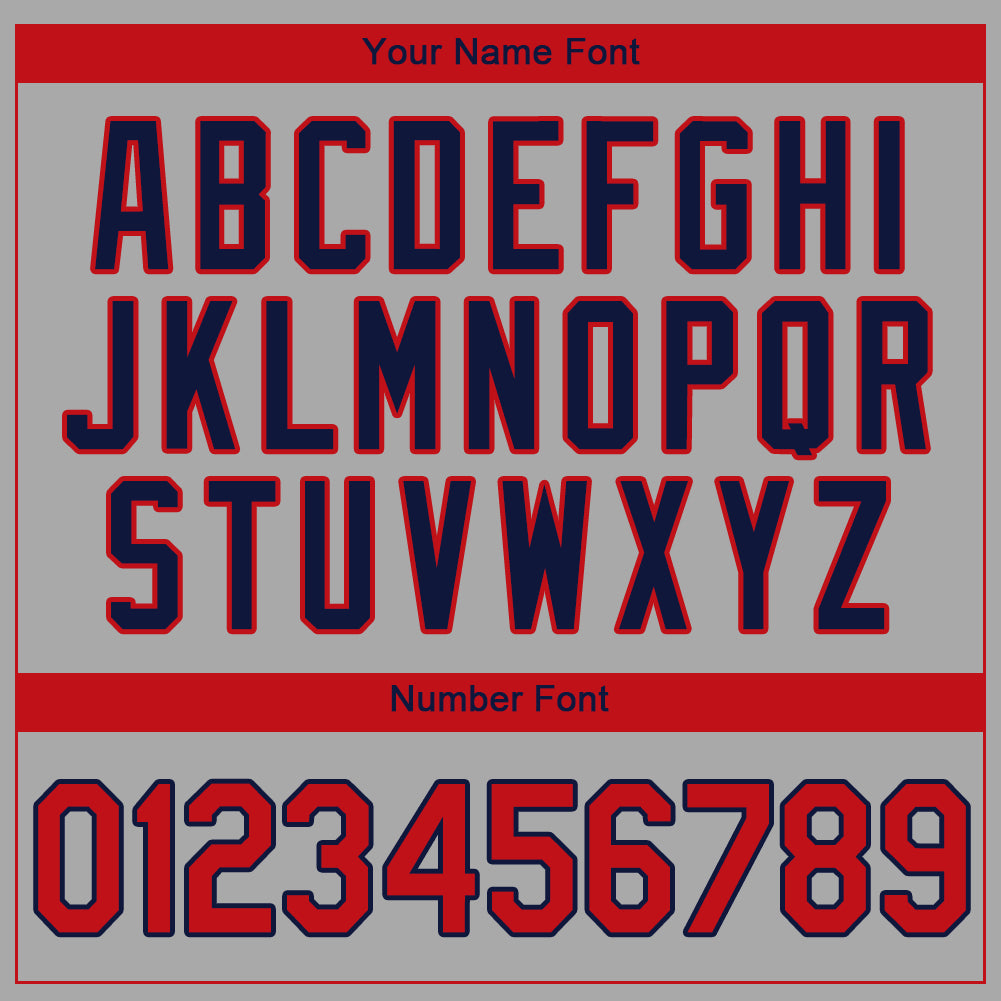 Custom Gray Red-Navy Authentic Baseball Jersey - Sky-Custom