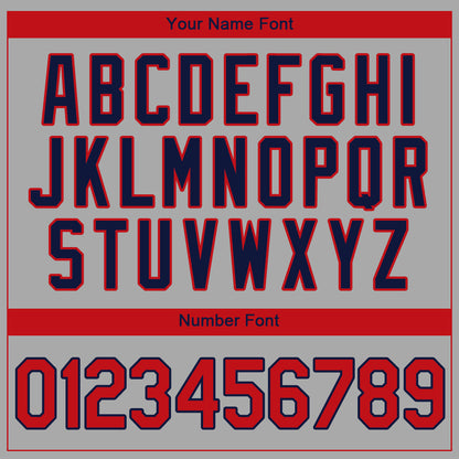 Custom Gray Red-Navy Authentic Baseball Jersey - Sky-Custom