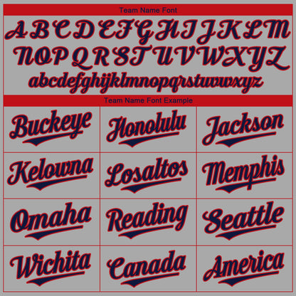 Custom Gray Red-Navy Authentic Baseball Jersey - Sky-Custom