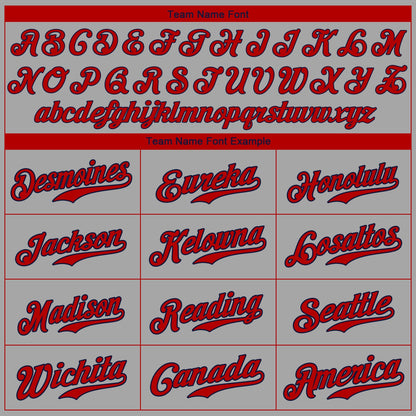 Custom Gray Red-Navy Authentic Baseball Jersey - Sky-Custom