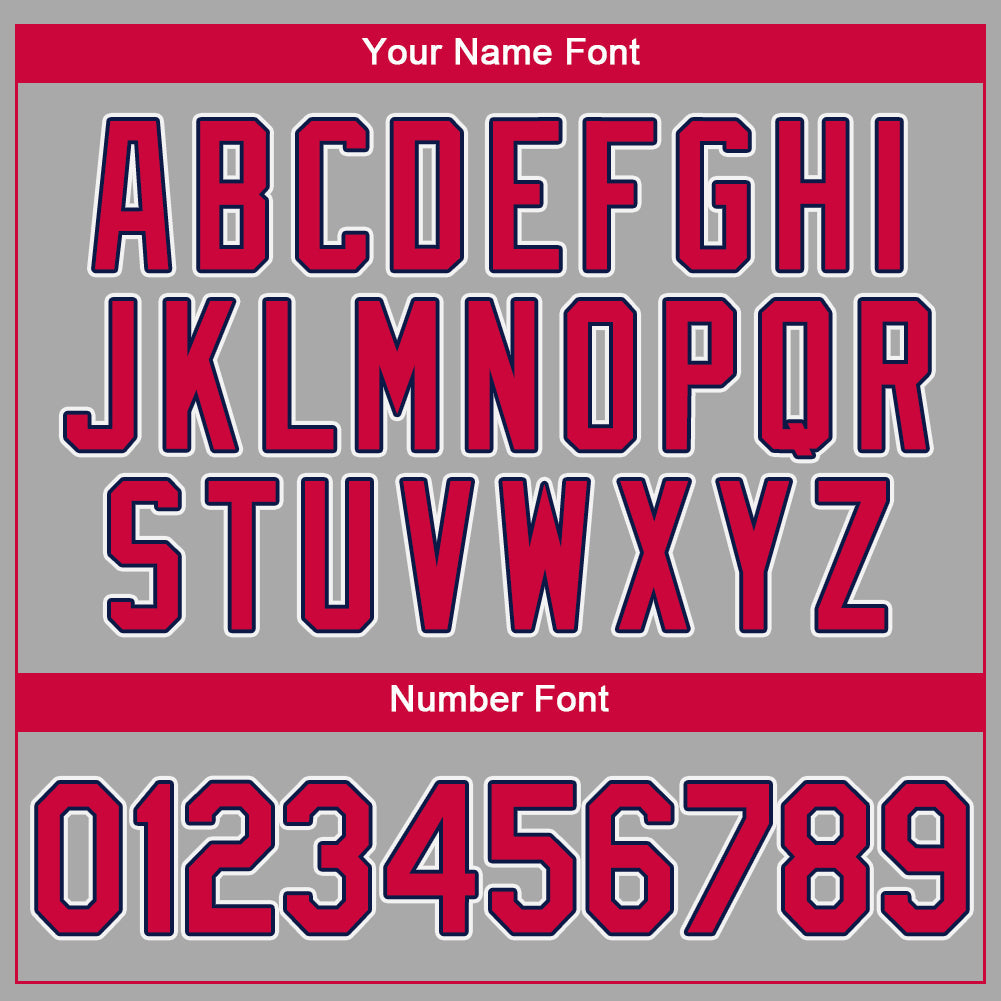 Custom Gray Red-Navy Authentic Baseball Jersey - Sky-Custom