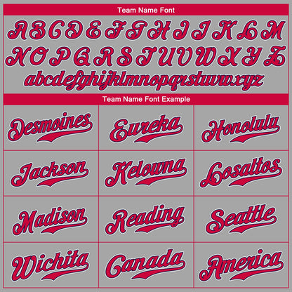 Custom Gray Red-Navy Authentic Baseball Jersey - Sky-Custom