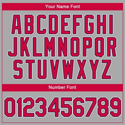 Custom Gray Red-Navy Authentic Baseball Jersey - Sky-Custom