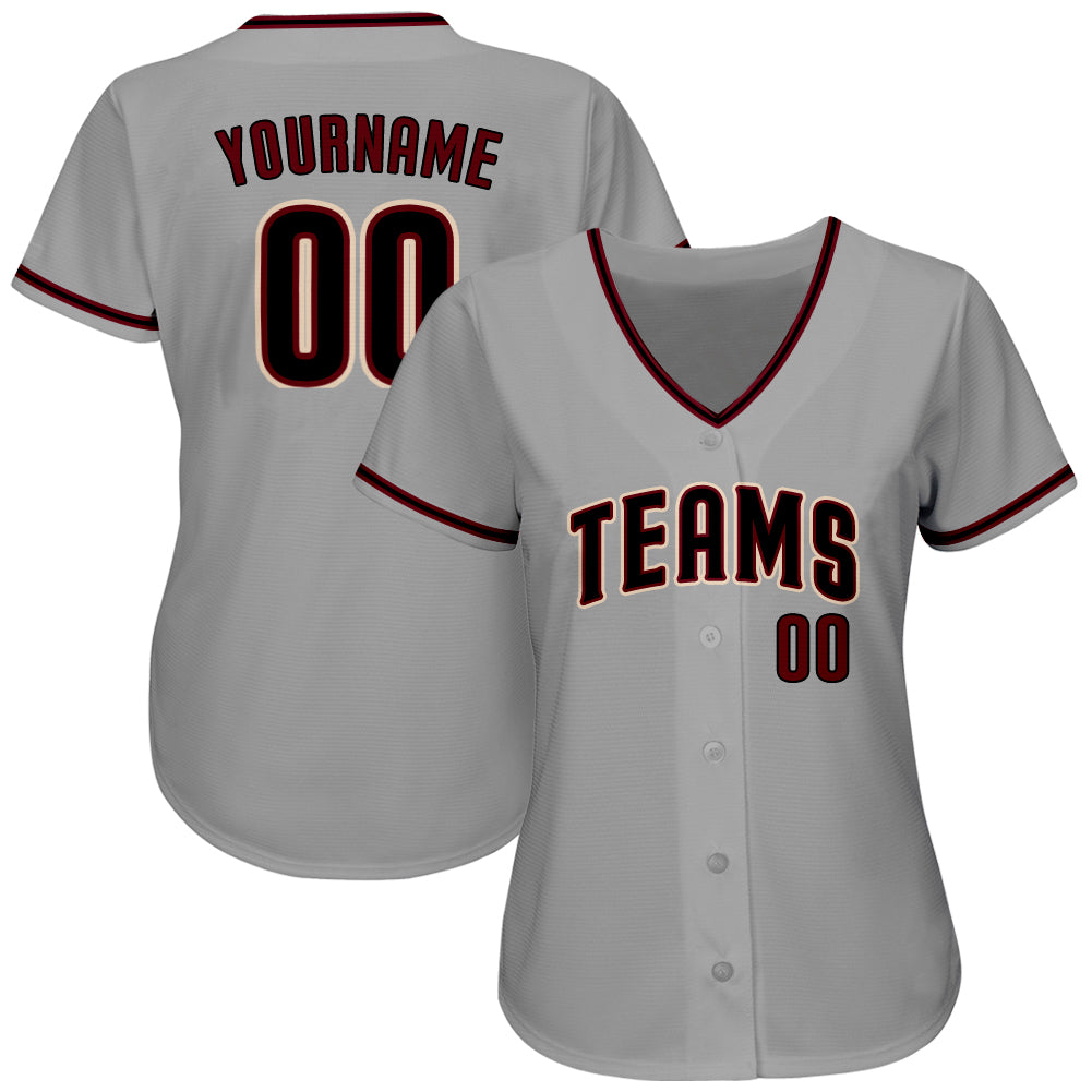 Custom Gray Black-Crimson Authentic Baseball Jersey - Sky-Custom