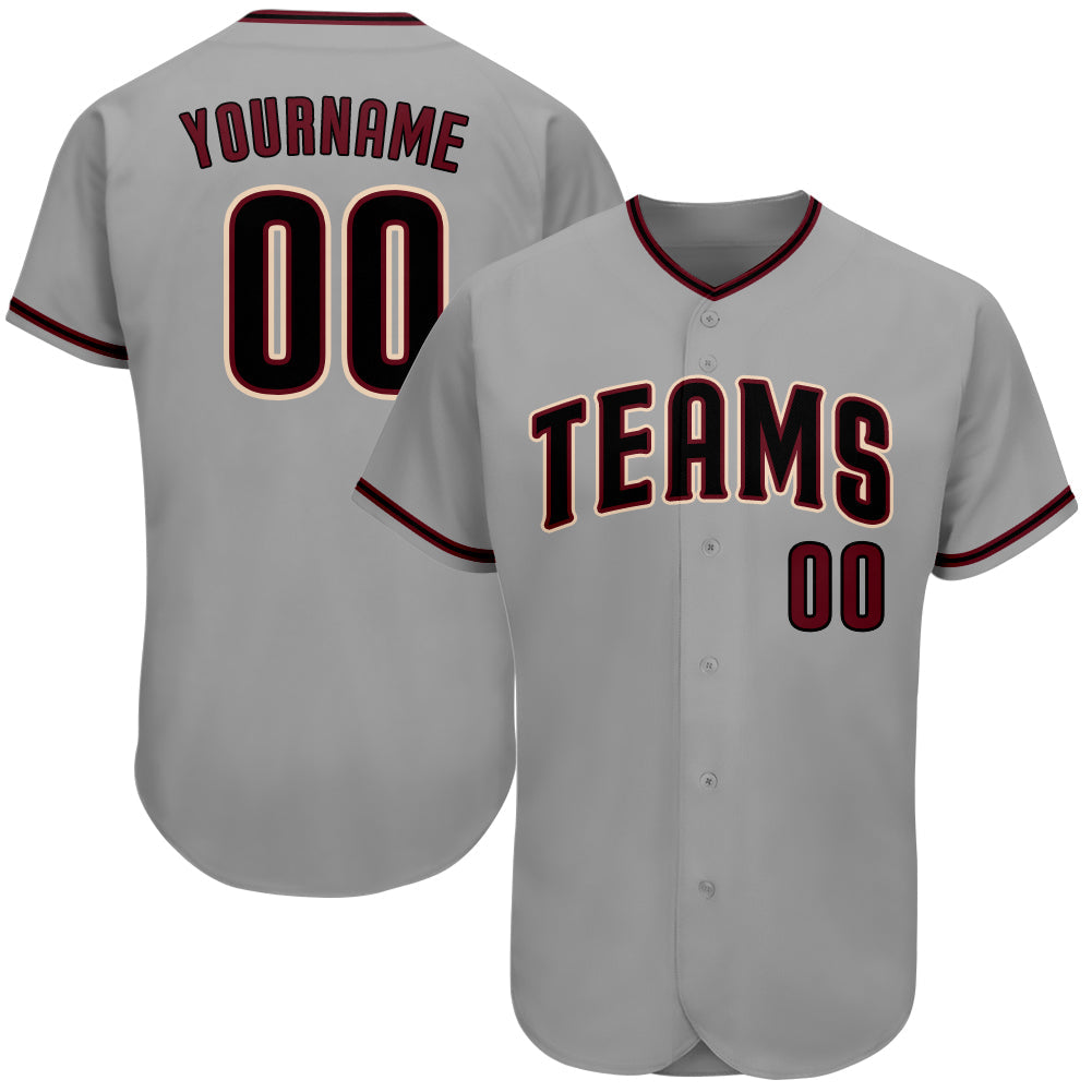 Custom Gray Black-Crimson Authentic Baseball Jersey - Sky-Custom