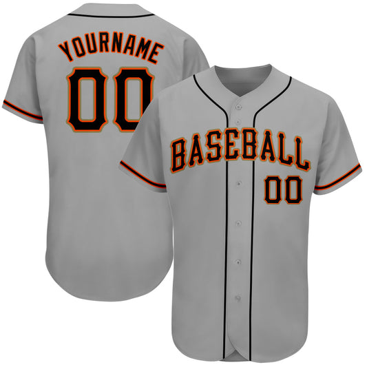 Custom Gray Black-Orange Authentic Baseball Jersey - Sky-Custom