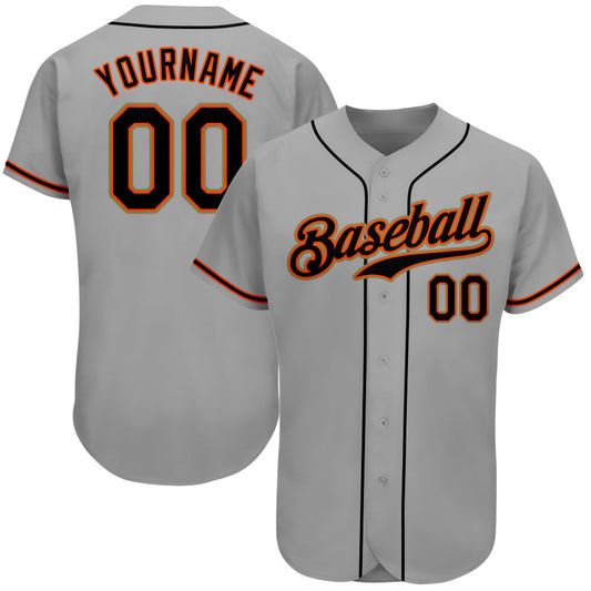 Custom Gray Black-Orange Authentic Baseball Jersey - Sky-Custom