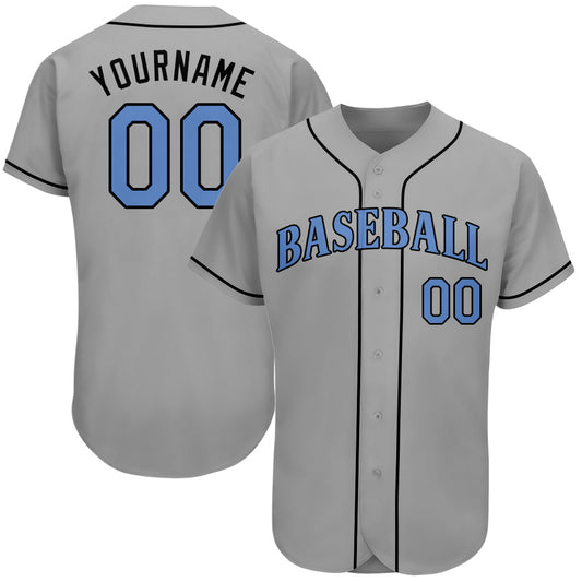 Custom Gray Light Blue-Black Authentic Father's Day Baseball Jersey - Sky-Custom