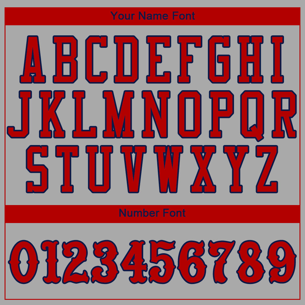 Custom Gray Red-Navy Authentic Baseball Jersey - Sky-Custom