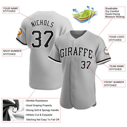 Custom Gray Black-White Authentic Baseball Jersey - Sky-Custom