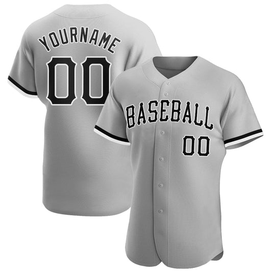 Custom Gray Black-White Authentic Baseball Jersey - Sky-Custom