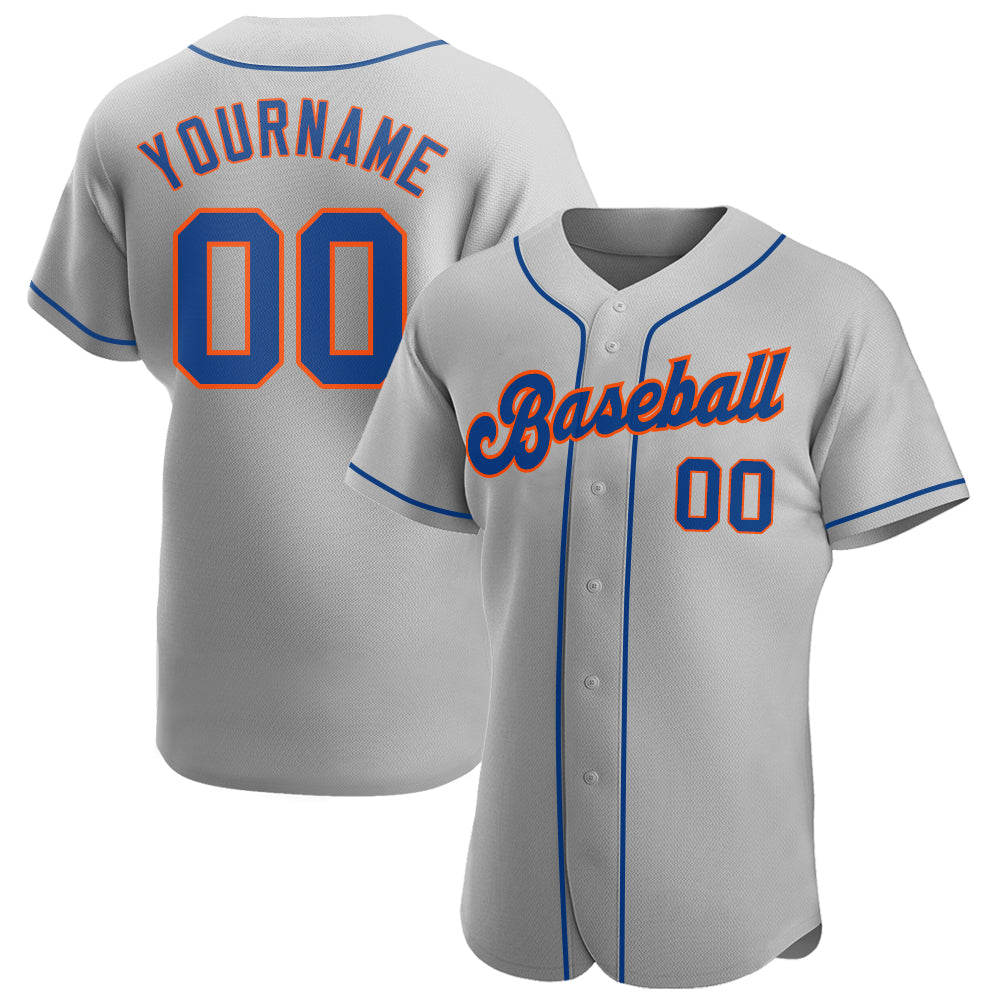 Custom Gray Royal-Orange Authentic Baseball Jersey - Sky-Custom