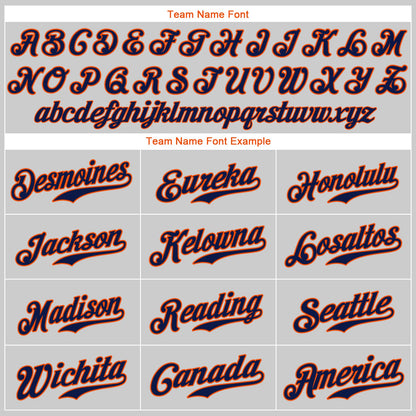 Custom Gray Navy-Orange Authentic Baseball Jersey - Sky-Custom
