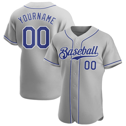 Custom Gray Royal-White Authentic Baseball Jersey - Sky-Custom