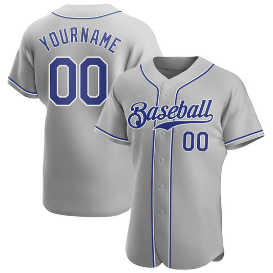 Custom Gray Royal-White Authentic Baseball Jersey - Sky-Custom