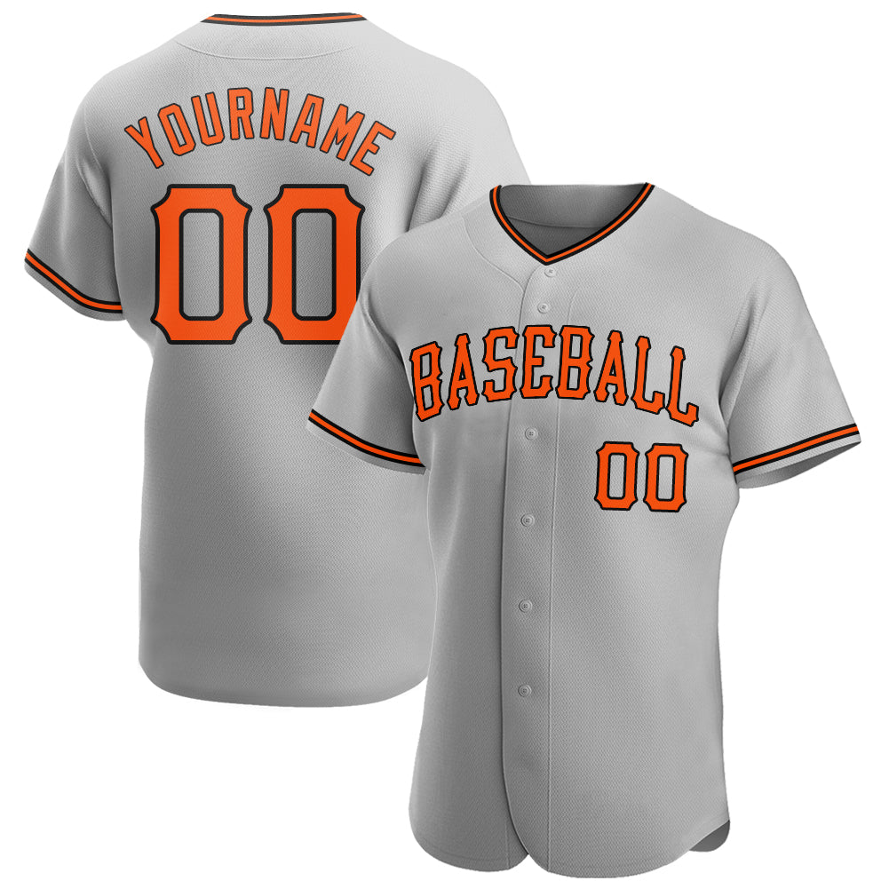 Custom Gray Orange-Black Authentic Baseball Jersey - Sky-Custom