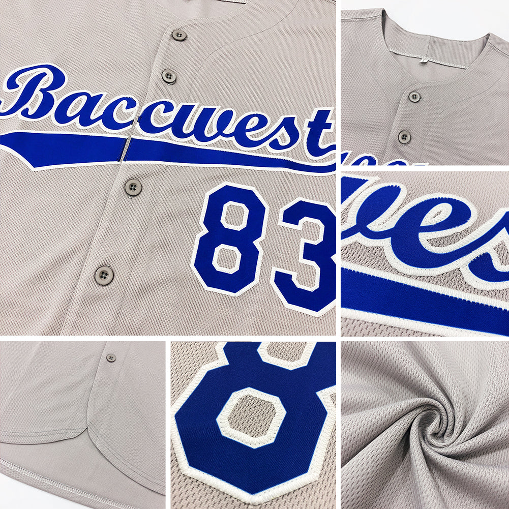 Custom Gray Gray Royal Authentic Baseball Jersey - Sky-Custom