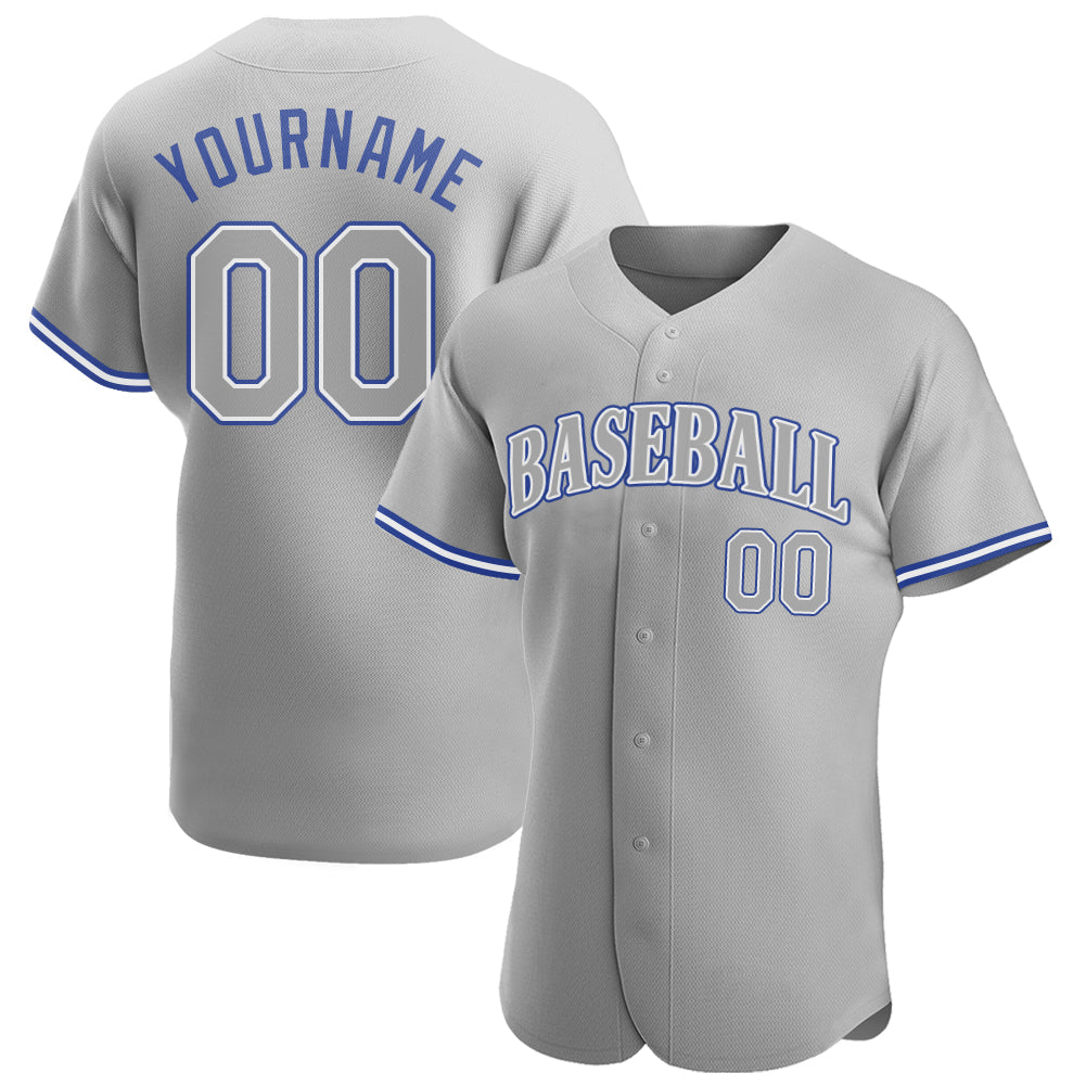 Custom Gray Gray Royal Authentic Baseball Jersey - Sky-Custom