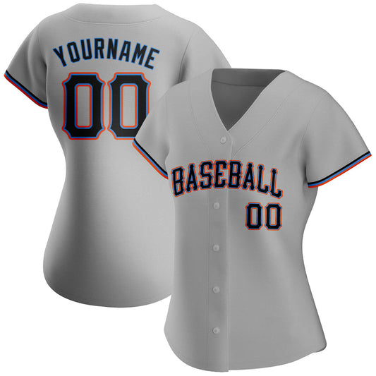 Custom Gray Black-Powder Blue Authentic Baseball Jersey - Sky-Custom