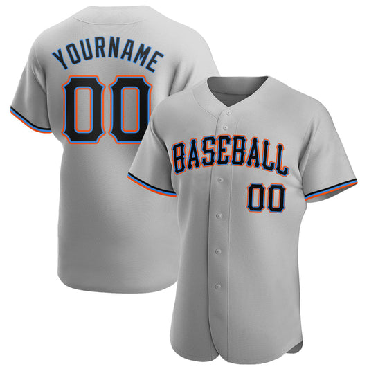 Custom Gray Black-Powder Blue Authentic Baseball Jersey - Sky-Custom
