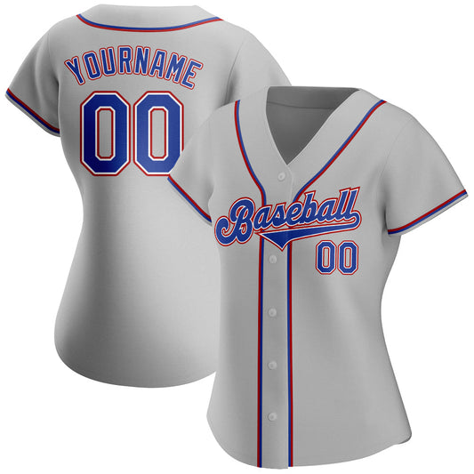 Custom Gray Royal-Red Authentic Baseball Jersey - Sky-Custom