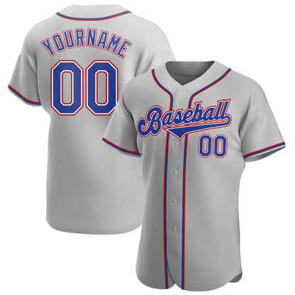 Custom Gray Royal-Red Authentic Baseball Jersey - Sky-Custom