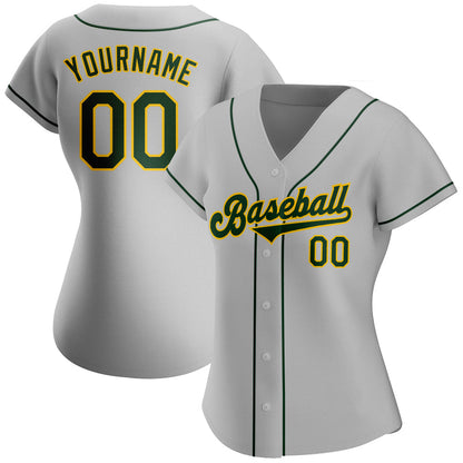 Custom Gray Green-Gold Authentic Baseball Jersey - Sky-Custom