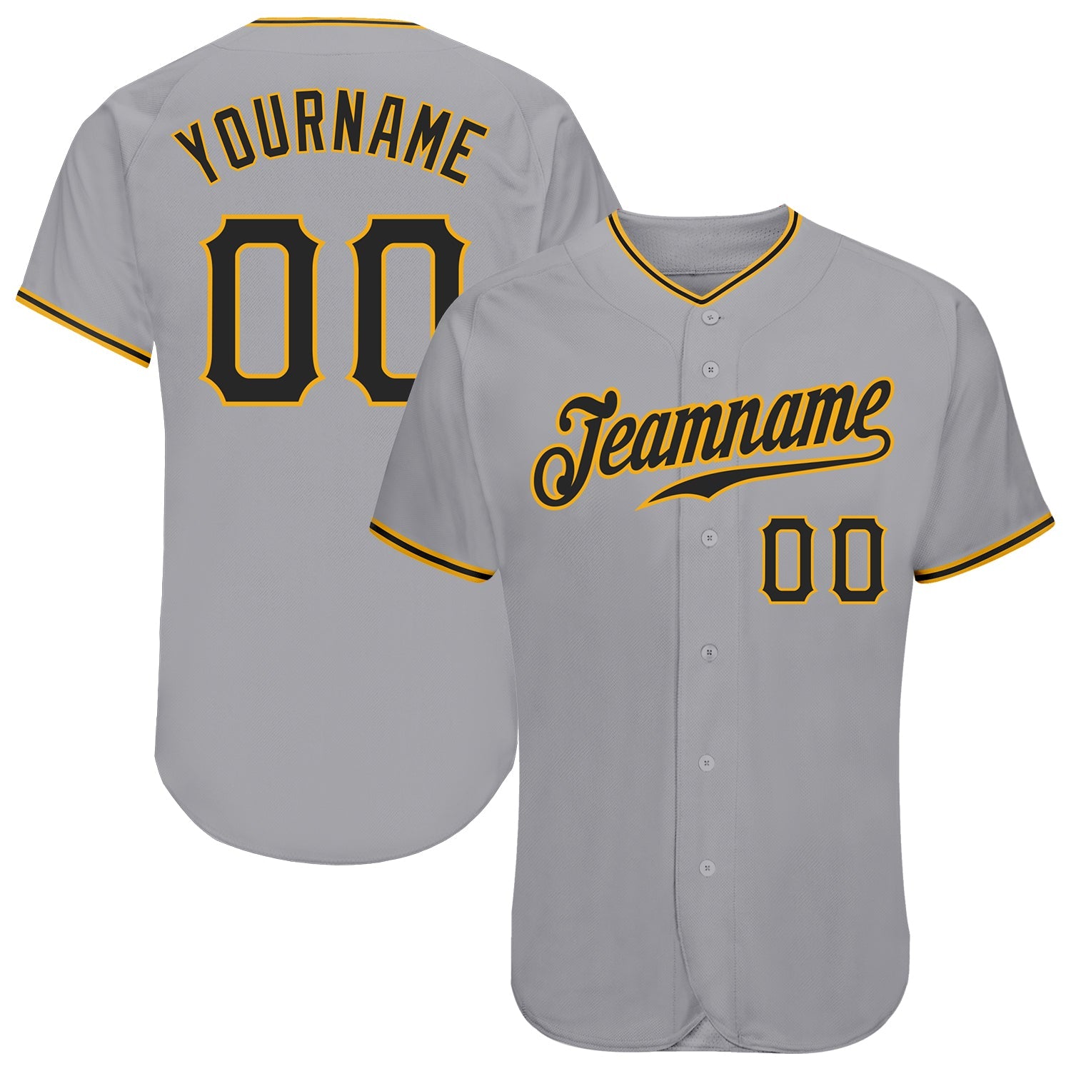Custom Gray Black-Gold Authentic Baseball Jersey - Sky-Custom