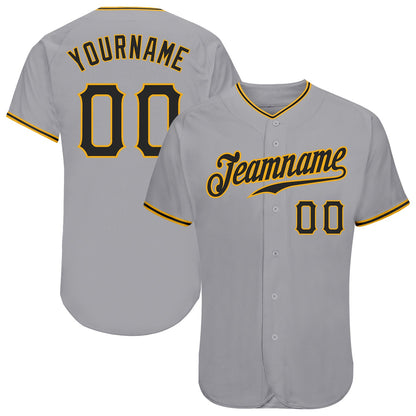 Custom Gray Black-Gold Authentic Baseball Jersey - Sky-Custom