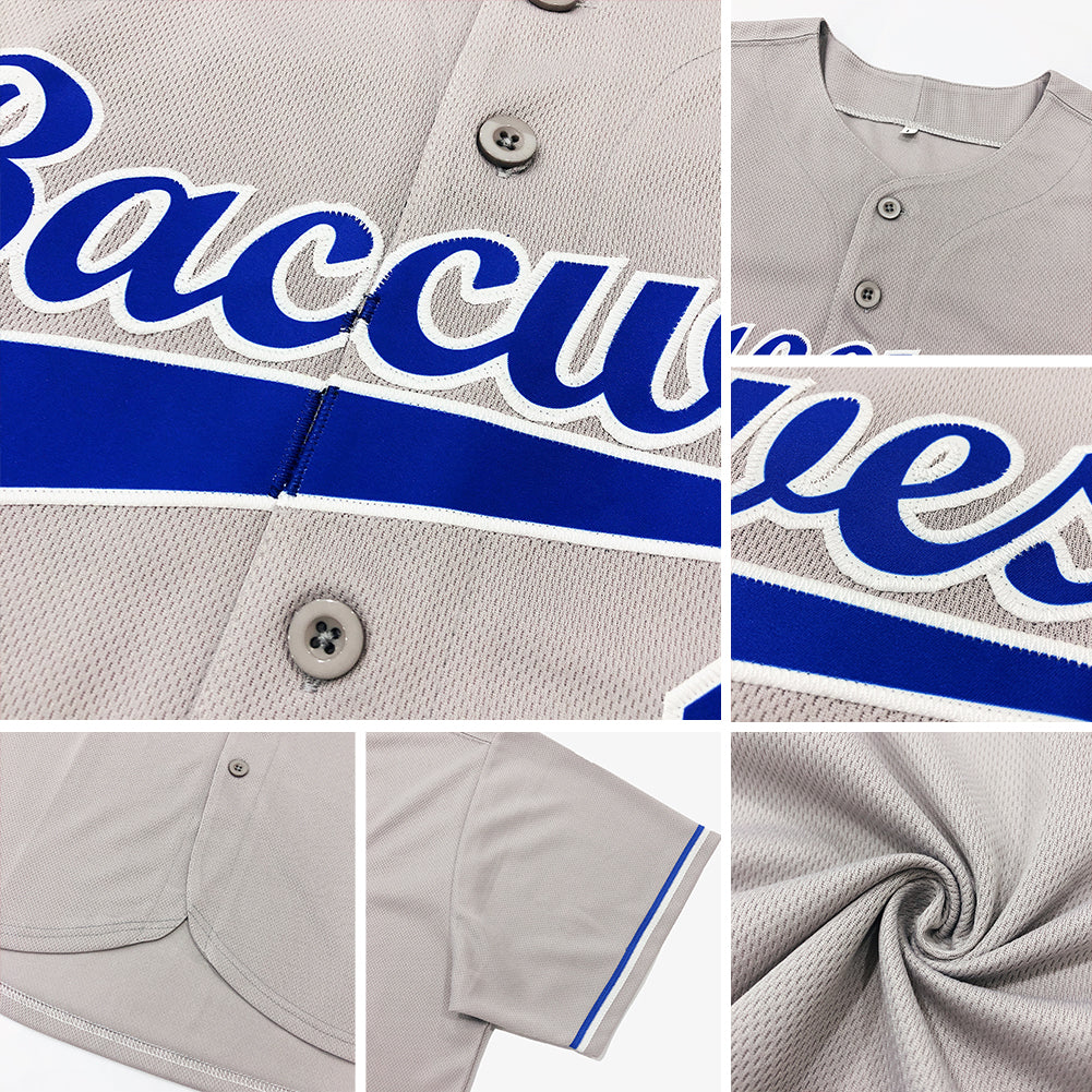 Custom Gray Royal-Red Authentic Baseball Jersey - Sky-Custom