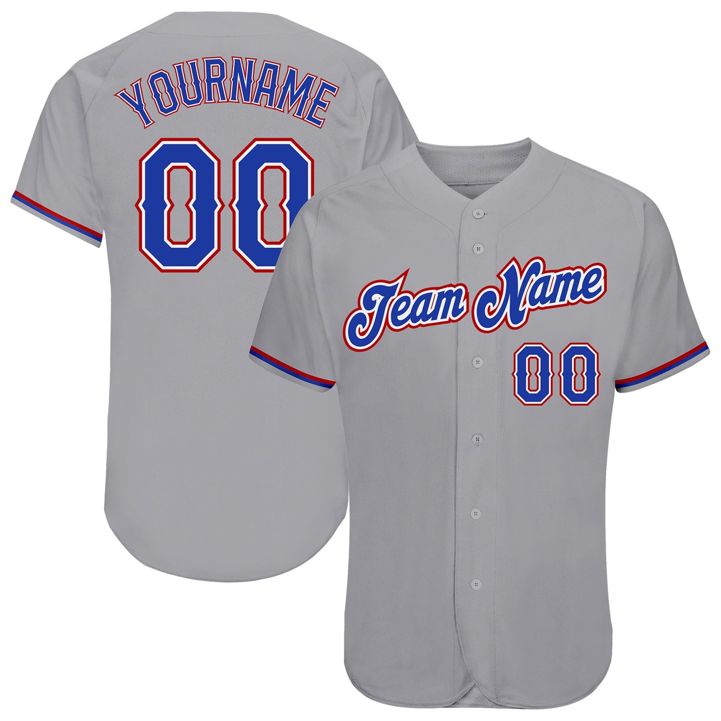 Custom Gray Royal-Red Authentic Baseball Jersey - Sky-Custom