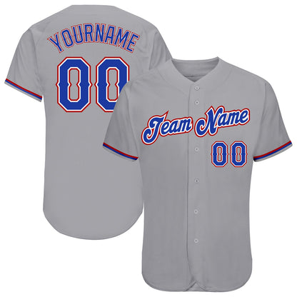 Custom Gray Royal-Red Authentic Baseball Jersey - Sky-Custom