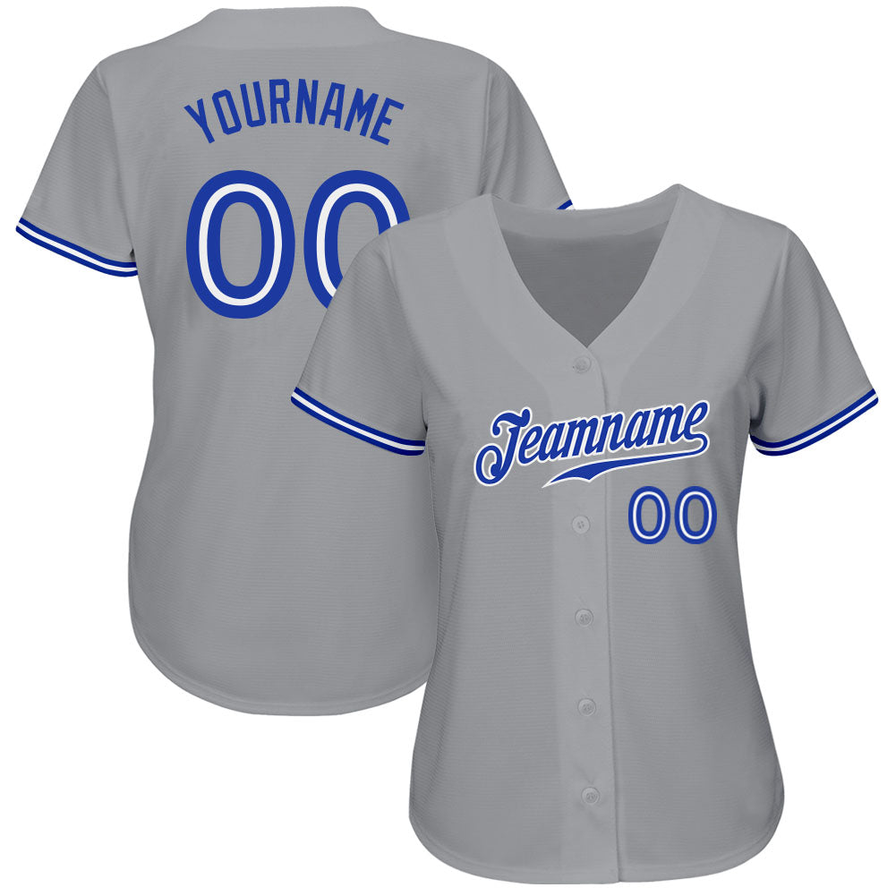 Custom Gray Royal-White Authentic Baseball Jersey - Sky-Custom