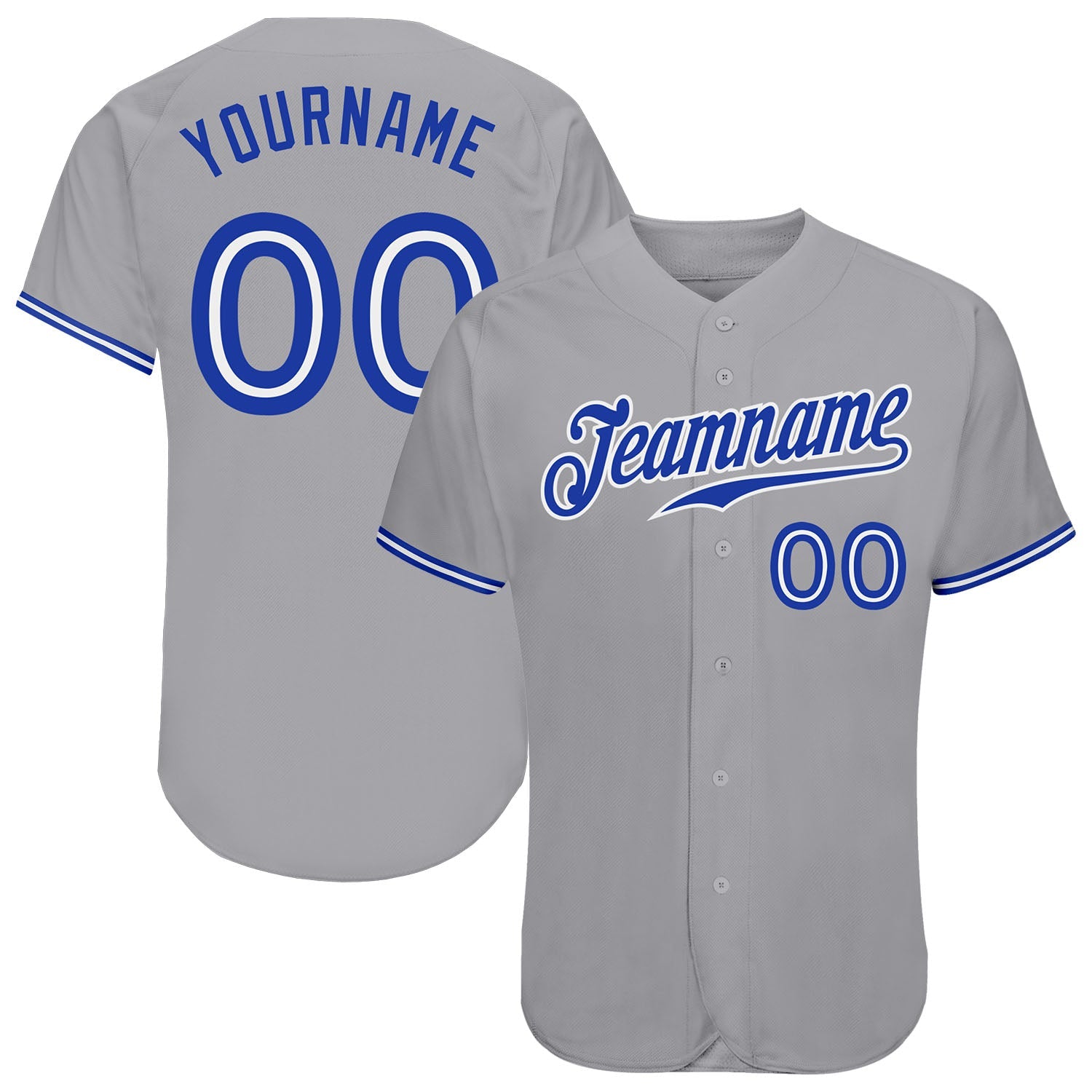 Custom Gray Royal-White Authentic Baseball Jersey - Sky-Custom
