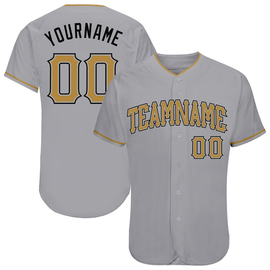 Custom Gray Old Gold-Black Authentic Baseball Jersey - Sky-Custom