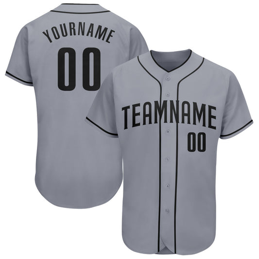 Custom Gray Black Authentic Baseball Jersey - Sky-Custom