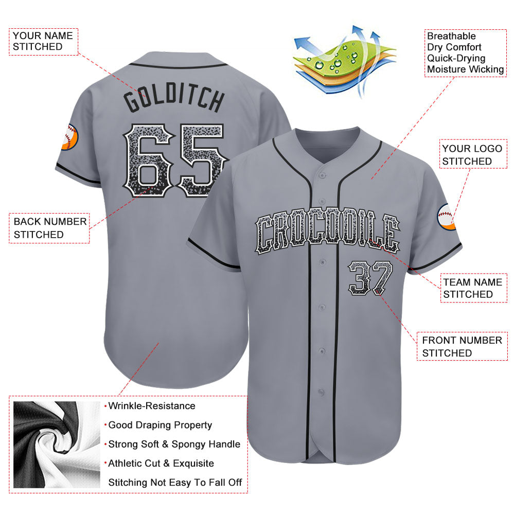 Custom Gray Black-White Authentic Drift Fashion Baseball Jersey - Sky-Custom