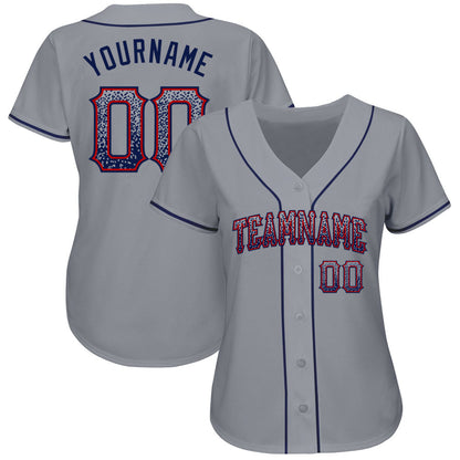 Custom Gray Navy-Red Authentic Drift Fashion Baseball Jersey - Sky-Custom