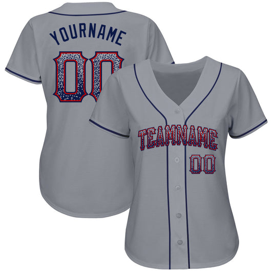Custom Gray Navy-Red Authentic Drift Fashion Baseball Jersey - Sky-Custom