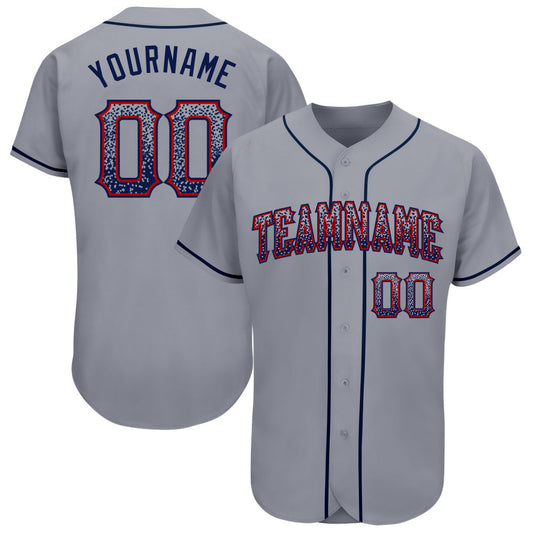 Custom Gray Navy-Red Authentic Drift Fashion Baseball Jersey - Sky-Custom