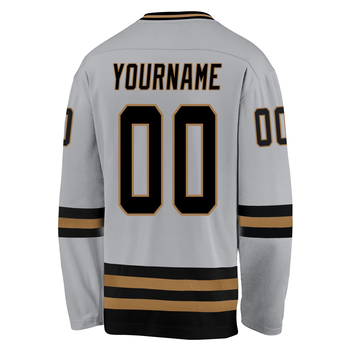 Custom Gray Black-Old Gold Hockey Jersey - Sky-Custom