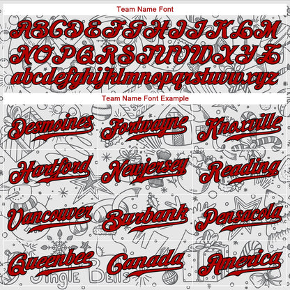 Custom Gray Red-Black Christmas 3D Authentic Baseball Jersey - Sky-Custom