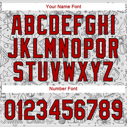 Custom Gray Red-Black Christmas 3D Authentic Baseball Jersey - Sky-Custom