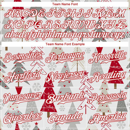 Custom Gray White-Red Christmas 3D Authentic Baseball Jersey - Sky-Custom