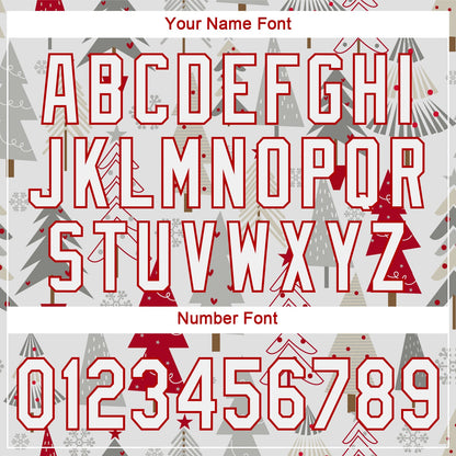 Custom Gray White-Red Christmas 3D Authentic Baseball Jersey - Sky-Custom