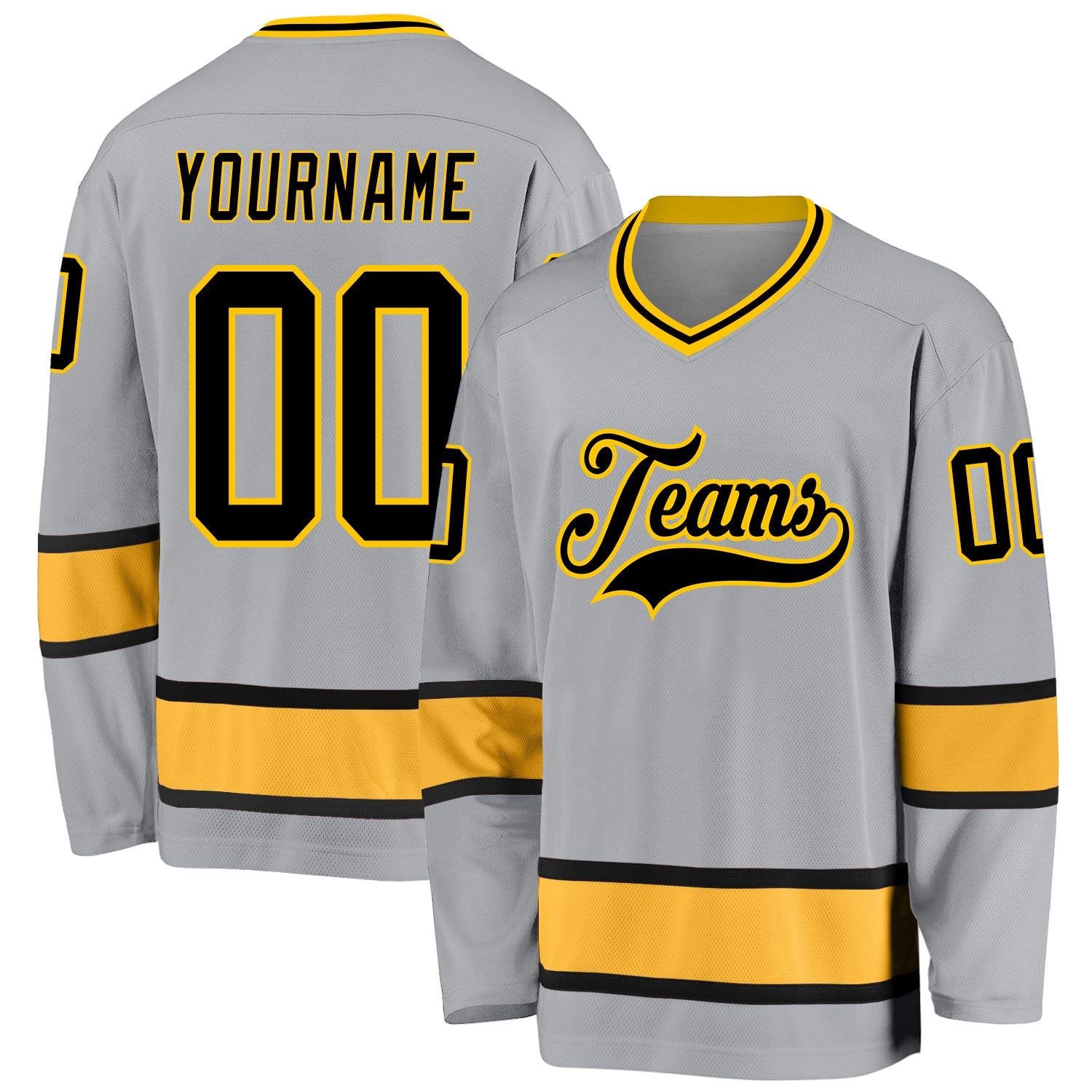 Custom Gray Black-Gold Hockey Jersey - Sky-Custom