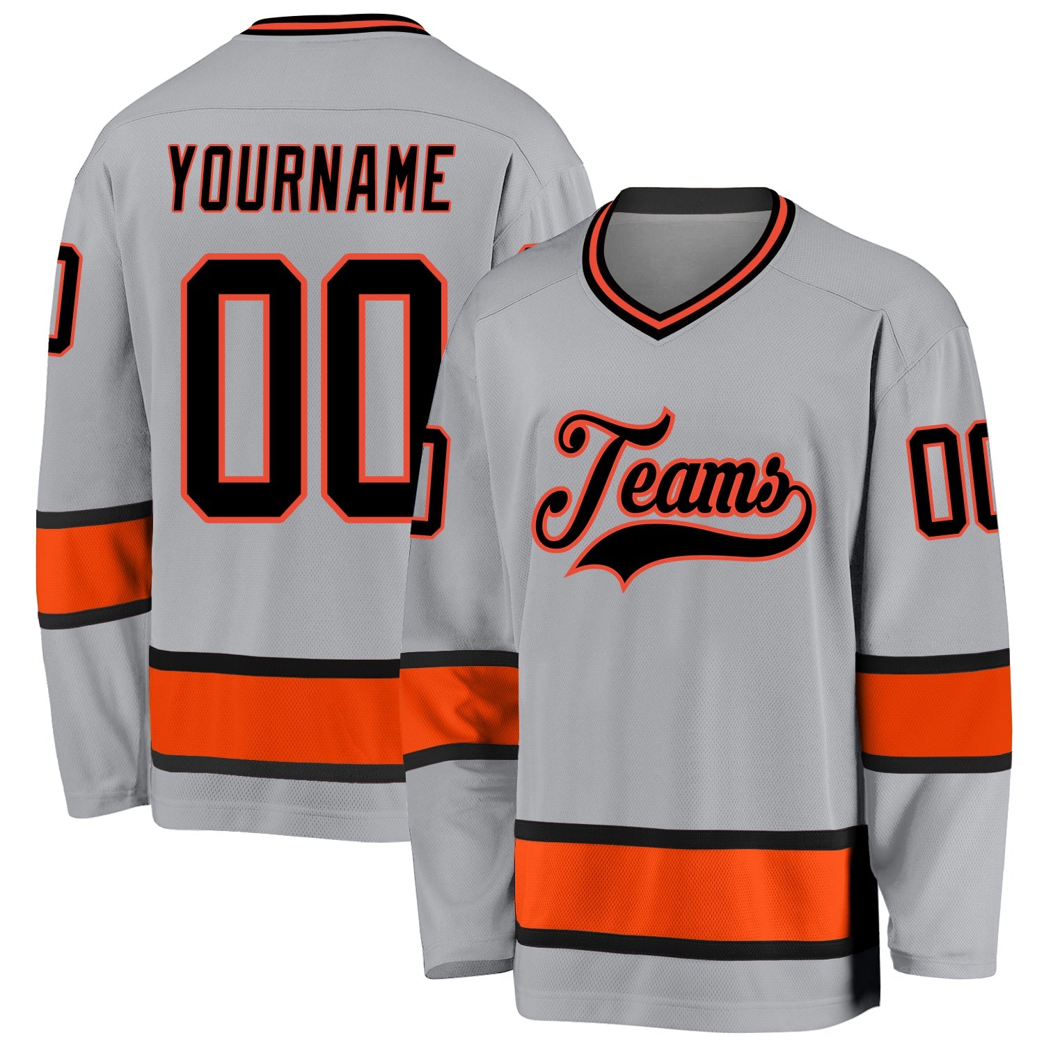 Custom Gray Black-Orange Hockey Jersey - Sky-Custom