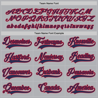 Custom Gray Navy-Red Hockey Jersey - Sky-Custom
