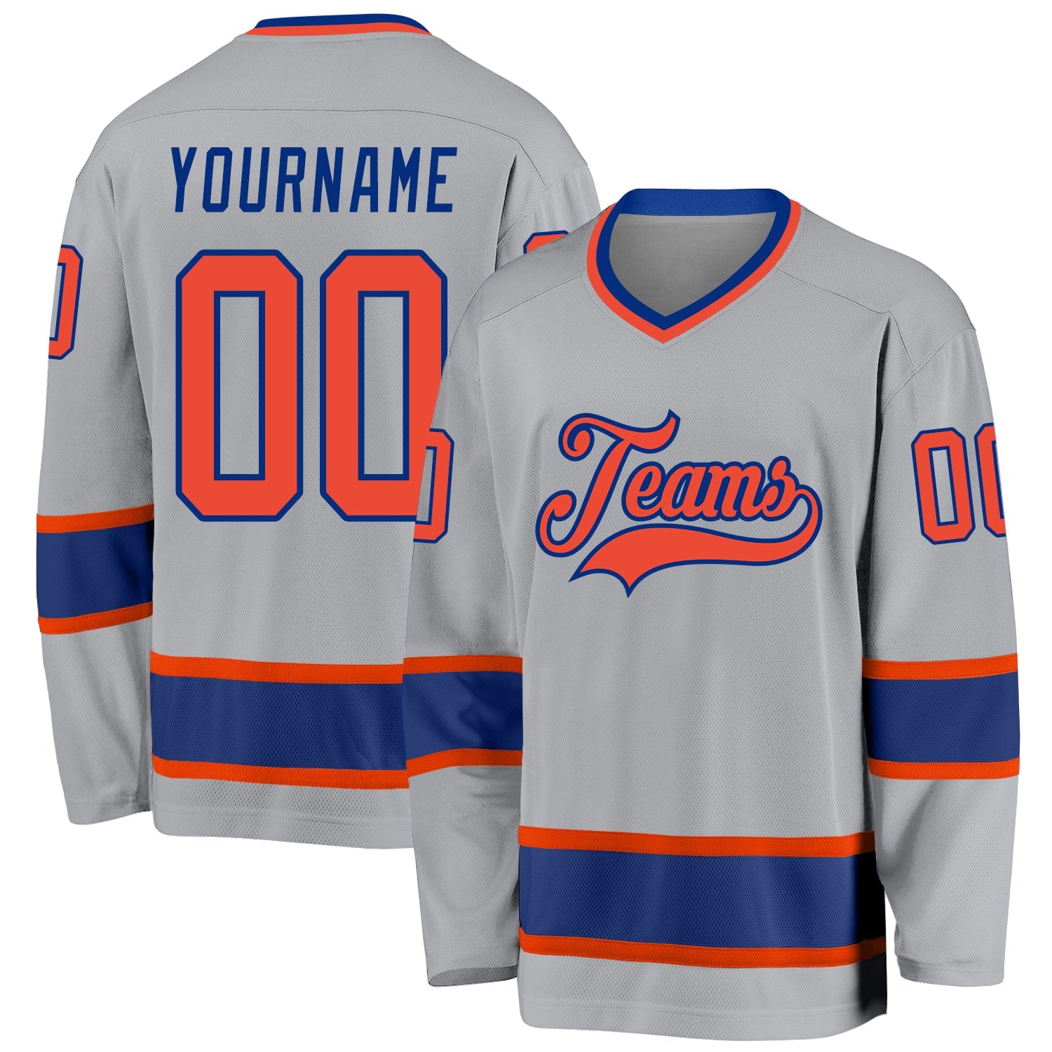 Custom Gray Orange-Royal Hockey Jersey - Sky-Custom